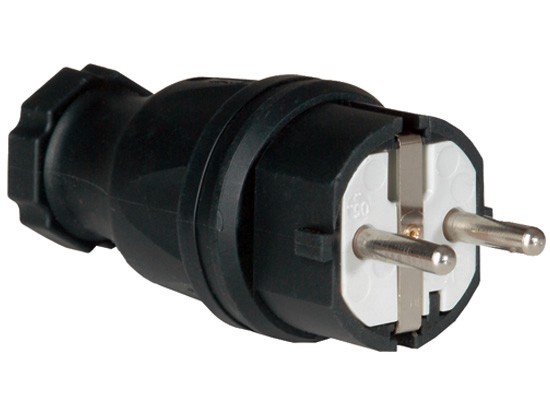 PCE Vollgummi-Schuko-Stecker 250V, zwei Erdungssysteme, IP44, 0522-s