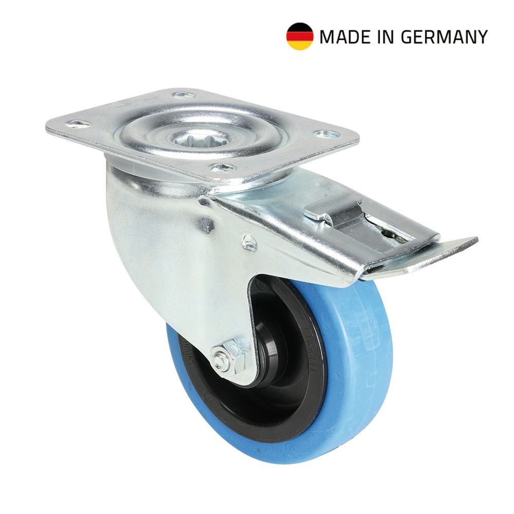 Tente 37034 Lenkrolle 100 mm mit blauem Rad und Feststeller