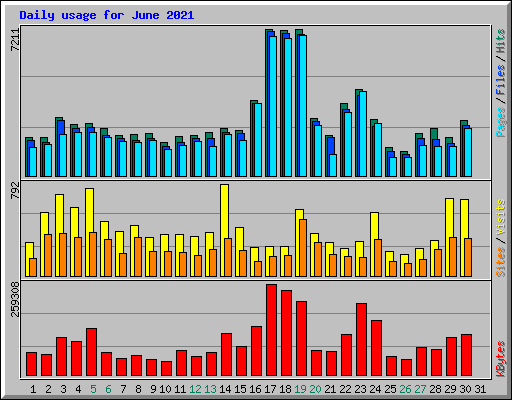 Daily usage for June 2021