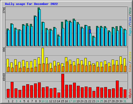 Daily usage for December 2022