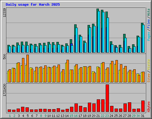 Daily usage for March 2025