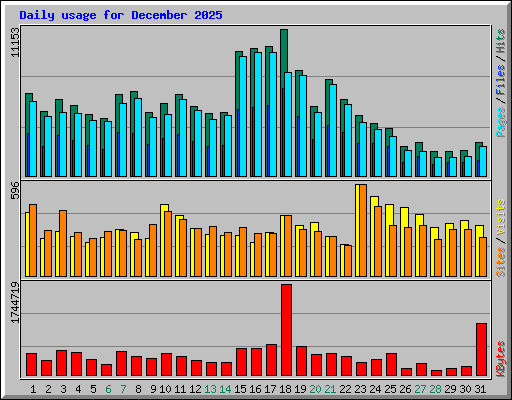 Daily usage for December 2025